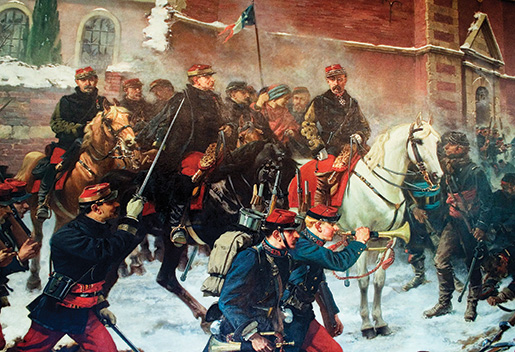 GUERRE FRANCO-PRUSSIENNE Les forces françaises passent à l’assaut près de Bapaume, en France, en janvier 1871. [ILLUSTRATION : WIKIPÉDIA]