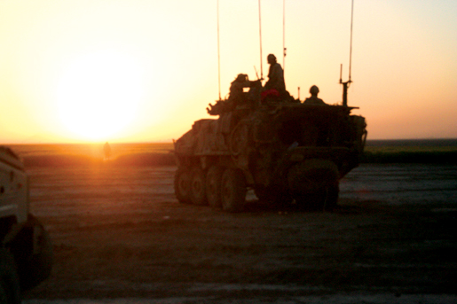 A Canadian LAV at dawn on day two of Op Ateesh Bazi. [PHOTO: ADAM DAY]