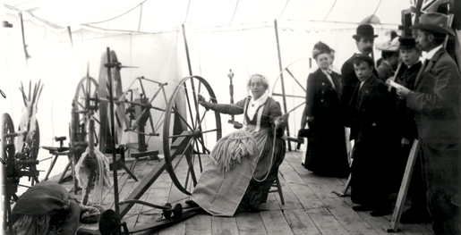 A spinning wheel at the 1903 Canadian National Exhibition. [PHOTO: ARCHIVES OF ONTARIO—RG-2-71, J-97]