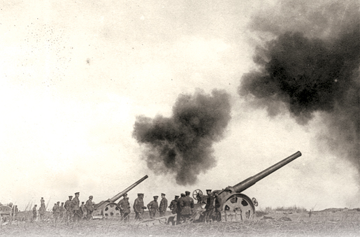 Guns are fired behind Canadian lines. [PHOTO: ARCHIVES OF ONTARIO—C224-0-0-9-34]