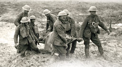 A comrade is pulled from the mud of Passchendaele in 1917. [PHOTO: IMPERIAL WAR MUSEUM, LONDON]