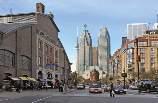 The market’s facade (left), with the CN Tower in the background. [PHOTO: ST. LAWRENCE MARKET]