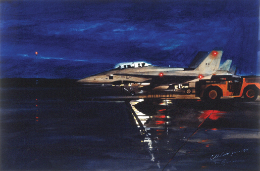 Hornet at Readiness, Night. [CANADIAN WAR MUSEUM—AN19850388-002]