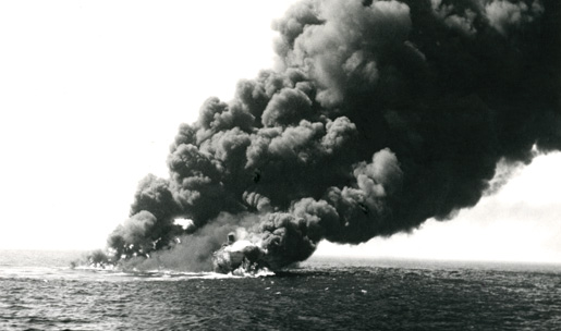 A scene of destruction during the Battle of the Atlantic. [PHOTO: LEGION MAGAZINE ARCHIVES]