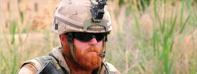 Master Corporal Erin Doyle on patrol near Haji Beach, Afghanistan, in April 2008. [PHOTO: ADAM DAY]