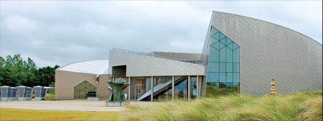 Quite unique in design, the Juno Beach Centre at Courseulles-sur-Mer in Normandy is both a learning centre and a memorial. From the air it resembles a stylized maple leaf. [PHOTO: JUNO BEACH CENTRE]