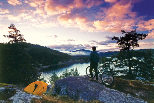 Pender Harbour offers camping and bicycling to tourists. [PHOTO: VANCOUVER, COAST & MOUNTAINS, BOB YOUNG]