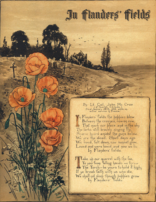 An illustrated copy of John McCrae’s, In Flanders Fields. [CANADIAN WAR MUSEUM—AN20060073-001]