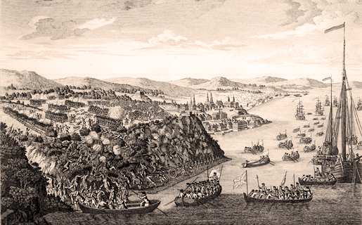 An artist’s depiction of the taking of Quebec in 1759. [ILLUSTRATION: JULES-ERNEST LIVERNOIS, LIBRARY AND ARCHIVES CANADA—C-001078]