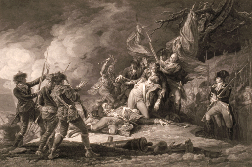 The Death Of General Montgomery, December 1775. [ILLUSTRATION: JOHN TRUMBULL, BEAVERBROOK COLLECTION, CANADIAN WAR MUSEUM—19930042-001]