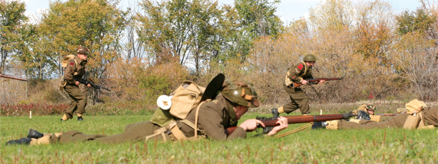 A mock battle unfolds as part of Camp Husky at Ottawa in  2008. [PHOTO: DAN BLACK]