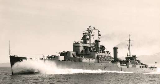 HMCS Uganda was renamed HMCS Quebec on Jan. 14, 1952. [PHOTO: LEGION MAGAZINE ARCHIVES]