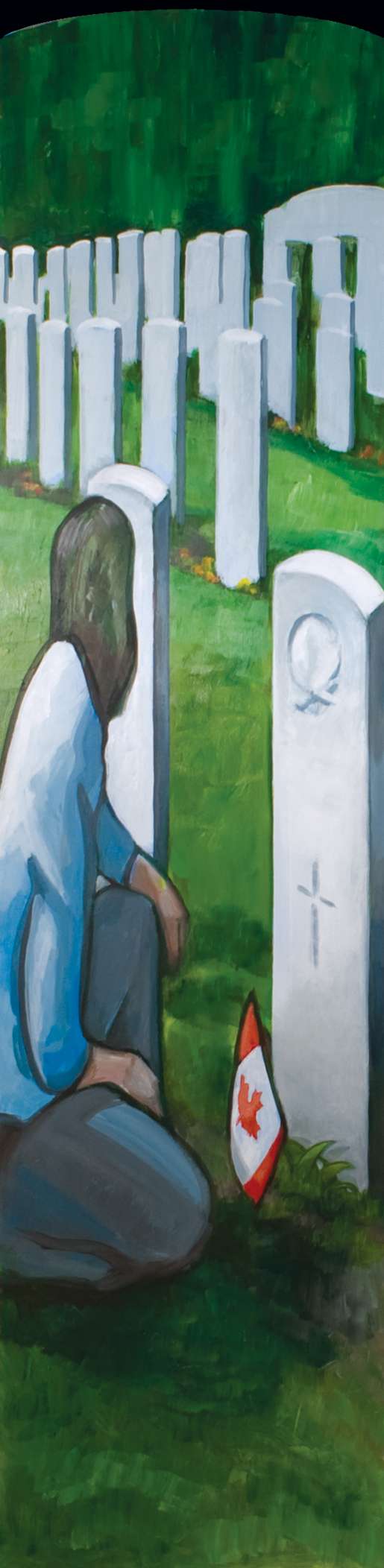 The headstone-like panels of  Together Side By Side commemorate the service and sacrifice behind the liberation of Europe 65 years ago. [PAINTING: KAROLE MAROIS]