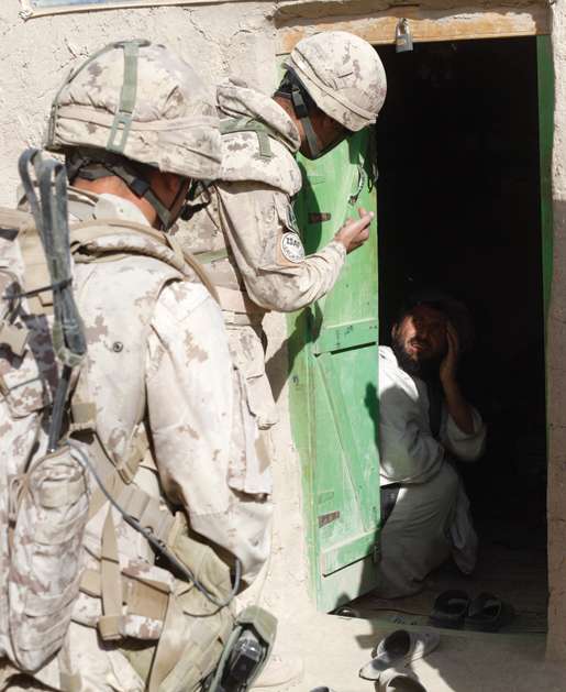 Soldiers of 1st Platoon on patrol in Salavat. [PHOTO: ADAM DAY]