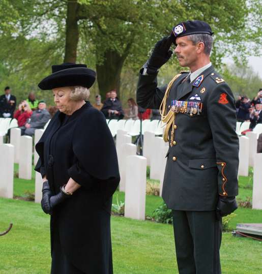 Queen Beatrix pays respects at Groesbeek Canadian War Cemetery. [PHOTO: TOM MacGREGOR]
