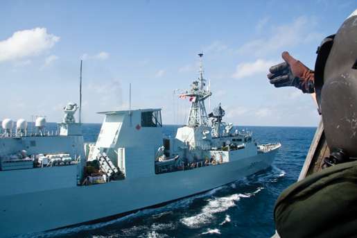 A view of the warship from the helo’s cargo door. [PHOTO: DAN BLACK]