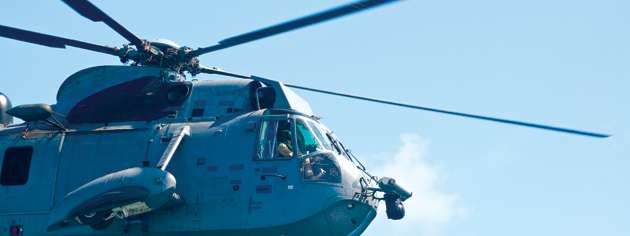 HMCS Fredericton’s embarked CH-124 Sea King over the Gulf  of Oman. [PHOTO: DAN BLACK]