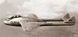 Royal Air Force Vampire jet. [PHOTO: LEGION MAGAZINE ARCHIVES]