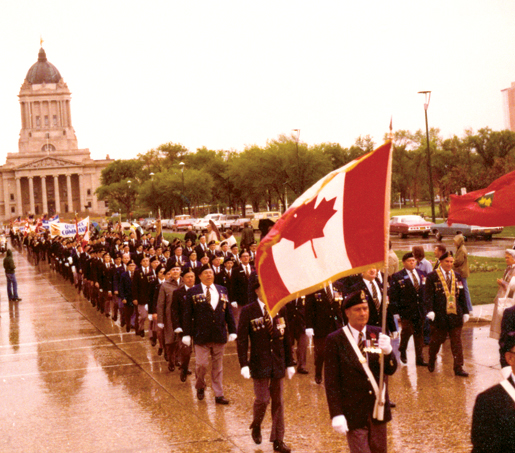More than 5,000 Legionnaires march during the Golden Anniversary dominion convention in 1976. [PHOTO: LEGION MAGAZINE ARCHIVES]