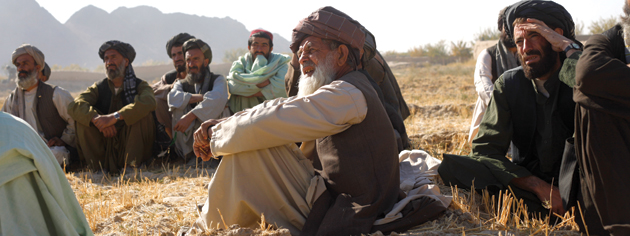 Village elders gather for the Shura. [PHOTO: ADAM DAY]