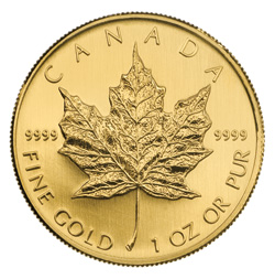 First Canadian gold bullion coin. [PHOTO: COIN IMAGE©2010 ROYAL CANADIAN MINT]