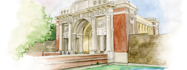 The Menin Gate Memorial commemorates the nearly 55,000 British Commonwealth soldiers who died in Belgium and have no known grave. [ILLUSTRATION: JENNIFER MORSE]