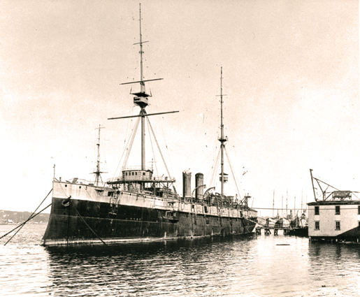 HMCS Niobe was commissioned in the Canadian Navy on Sept. 6, 1910. This photo was taken after her conversion to depot ship. [PHOTO: LIBRARY AND ARCHIVES CANADA—PA209548]