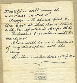 Armistice letter. [PHOTO: LEGION MAGAZINE ARCHIVES]