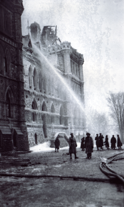 Fire at the Parliament Buildings. [PHOTO: LIBRARY AND ARCHIVES CANADA]