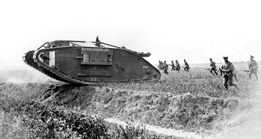 Tanks were introduced for the first time in late 1916 on the Somme. [PHOTO: LEGION MAGAZINE ARCHIVES]