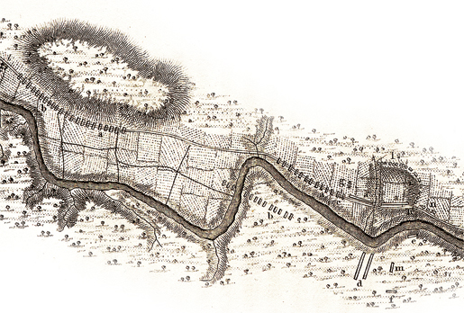 [SKETCH OF THE BATTLE OF LA FOURCHE OR CHÂTEAUGUAY (DETAIL), COURTESY CANADIAN WAR MUSEUM – 19890084-034]
