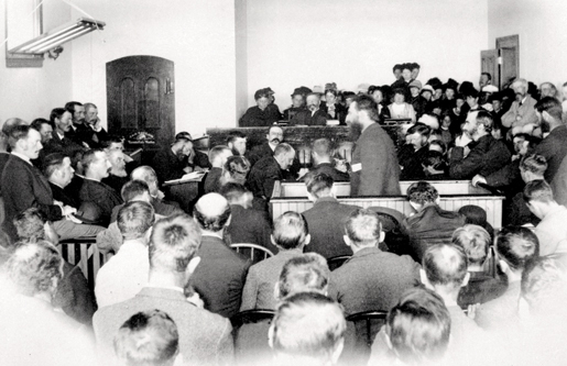 Métis leader Louis Riel takes the stand while on trial for treason in 1885 at Regina. [PHOTO: O.B. Buell, LIBRARY AND ARCHIVES CANADA—C001879]