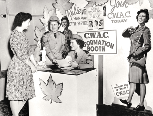 A recruiting office in Winnipeg offers information on the CWAC.