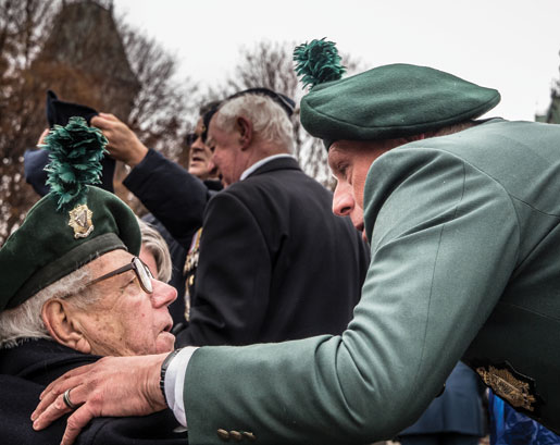 Ted Patrick (left) shares a moment with another veteran. [PHOTO: DAN WARD]