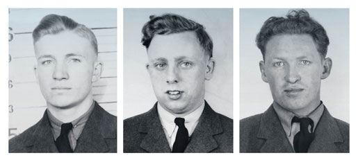 Flying Officer Gordon A. Green, Sergeant Richard M. Cole and Pilot Officer Leonard W. Pattyson were never seen again after their aircraft  was hit by flak in July 1944. [PHOTOS COURTESY HUGH A. HALLIDAY]