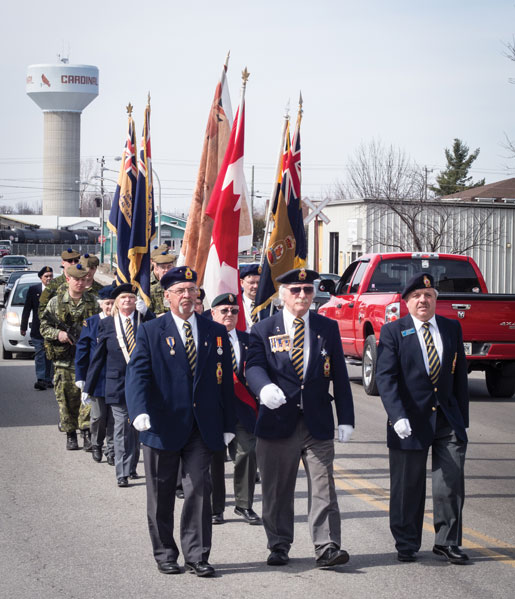 Members of Cardinal Branch lead the SD&G Highlanders through the town. [PHOTO: DAN WARD]