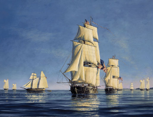 Master Commandant Oliver Perry’s squadron. [ILLUSTRATION BY: PETER RINDLISBACHER]