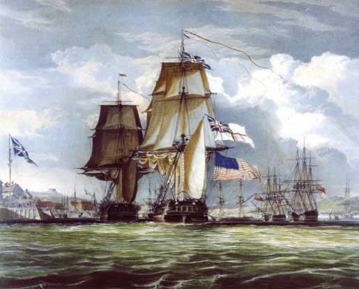 HMS Shannon/USS Chesapeake Commemoration. [ILLUSTRATION BY: JOHN CHRISTIAN SCHETKEY, LIBRARY AND ARCHIVES CANADA—C041824]
