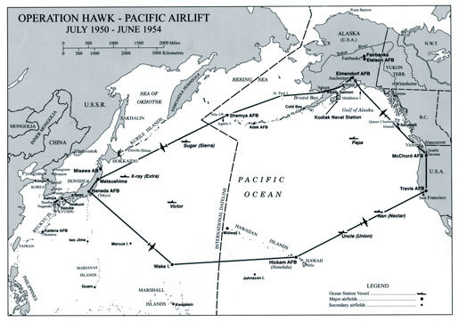 OPERATION HAWK - KOREAN AIRLIFT JULY 1950 - JUNE 1954. [ILLUSTRATION: 426 THUNDERBIRD SQUADRON, ROYAL CANADIAN AIR FORCE]