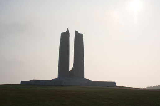 The Canadian National Vimy Memorial. Unveiled in 1936, the memorial is inscribed with the names of  11,285 Canadian soldiers who were posted  as “missing, presumed dead” in France. [PHOTO: SHARON ADAMS]