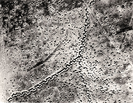 The shell-pocked landscape surrounding Regina and Kenora trenches, September 1916. [PHOTO: LIBRARY AND ARCHIVES CANADA—C043992]