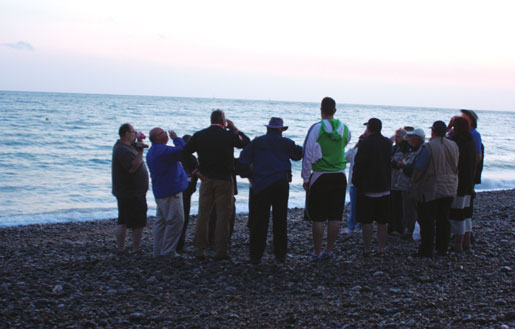 Pilgrims toast the fallen and the wounded at Dieppe. [PHOTO: SHARON ADAMS]