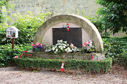 The memorial at Abbaye d’Ardenne. [PHOTO: SHARON ADAMS]