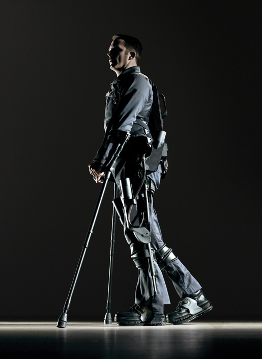 An exoskeleton suit developed by Ekso Bionics of California. [PHOTO: R.J. MUNA, EKSO BIONICS]