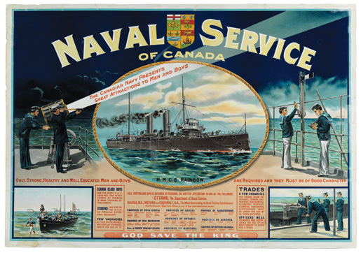 The Naval Service of Canada's first peacetime recruiting poster. [ILLUSTRATION: CANADIAN WAR MUSEUM—19940001-980]
