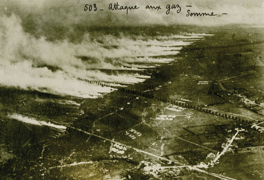This photo taken of a gas cloud being released on the Somme in 1916 illustrates how the poison could drift across the lines and overwhelm anyone in its path. Chlorine gas was used for the first time on April 22, 1915, in the Ypres Salient. [PHOTO: george metcalf collection, canadian war museum—19700140-077]
