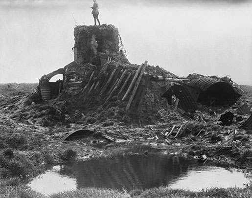 The remains of a German observation post, April 1915. [PHOTO: LIBRARY AND ARCHIVES CANADA—P004705]