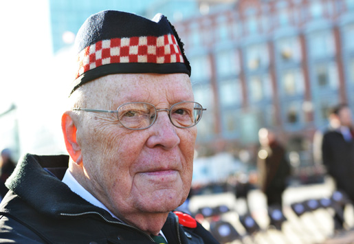 Eighty-six-year-old Donald Carrington of Ottawa has attended the National Remembrance Day Ceremony for many years and said every year it gets a little more heart tugging to remember all the people who are gone. [PHOTO: ELLEN O'CONNOR]