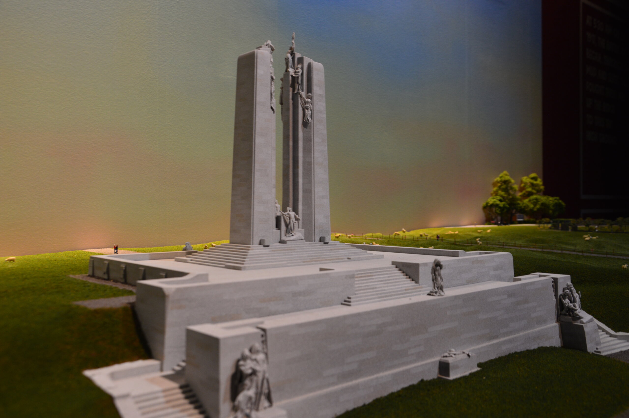 A series of tiny scale models titled “Little Canada Beyond Our Borders,” featured iconic Canadian landmarks. The first of which is a replica of The Canadian National Vimy Memorial. [Little Canada]